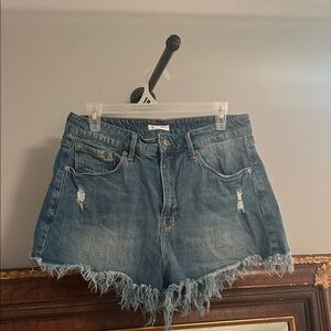 Good American Blue Distressed Jean Shorts 14